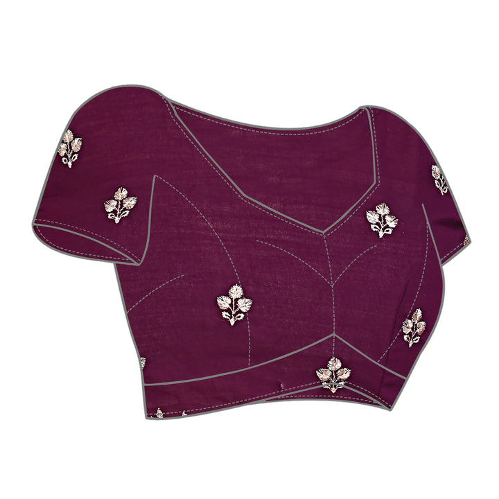 shop Wine Georgette blouse with Zari & Stone Work | Silverbin