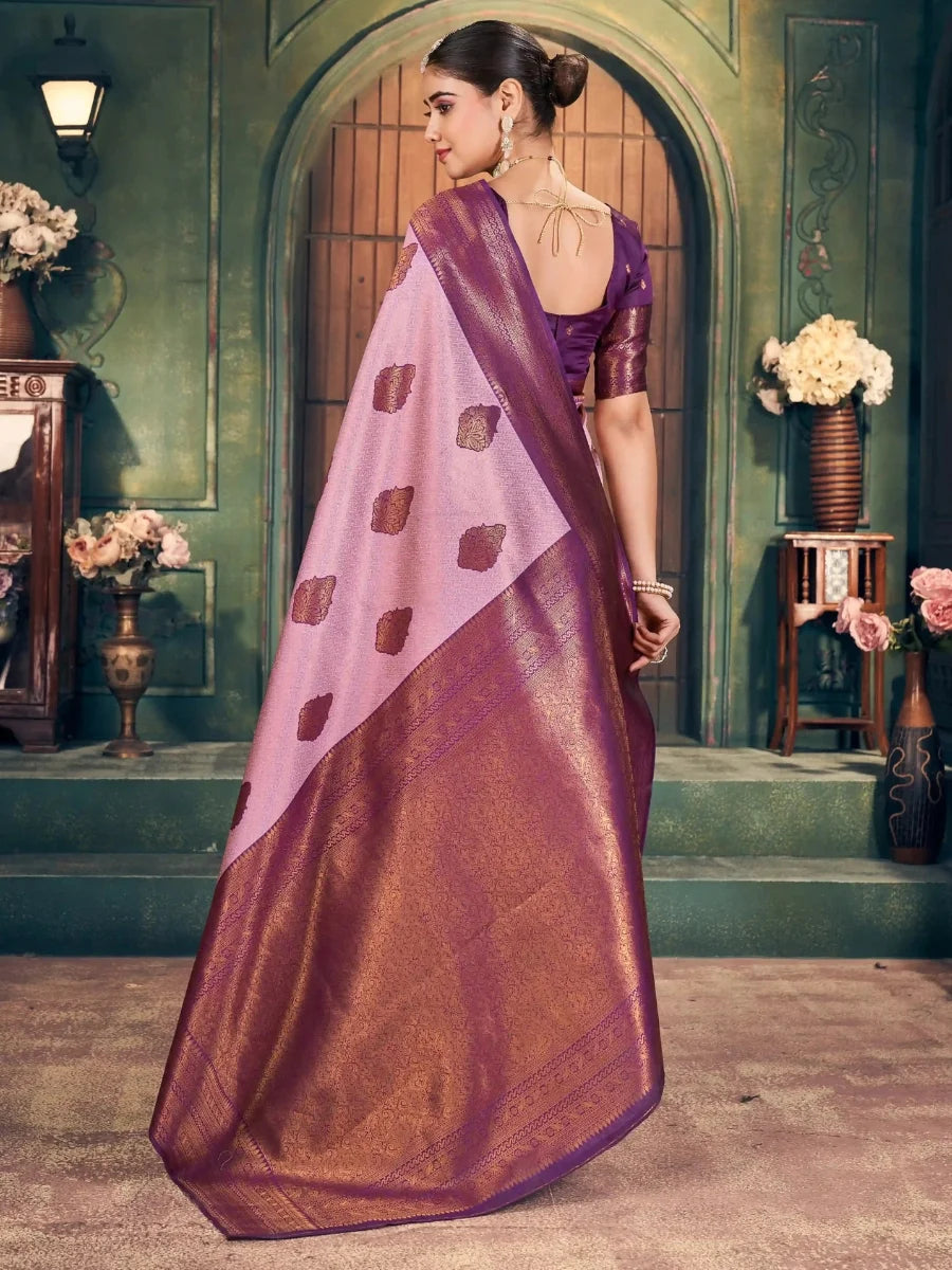 Shop pink silk saree with SilverBin