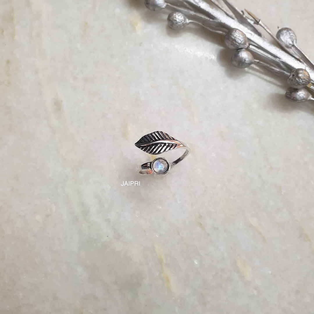 Rainbow Stone Leaf | Design Freesize Ring Style Statement