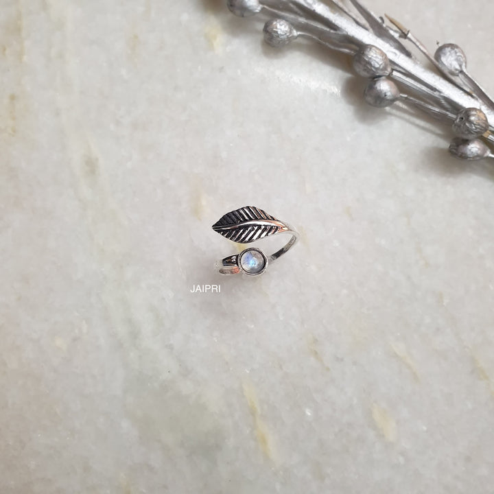 Rainbow Stone Leaf | Design Freesize Ring Style Statement