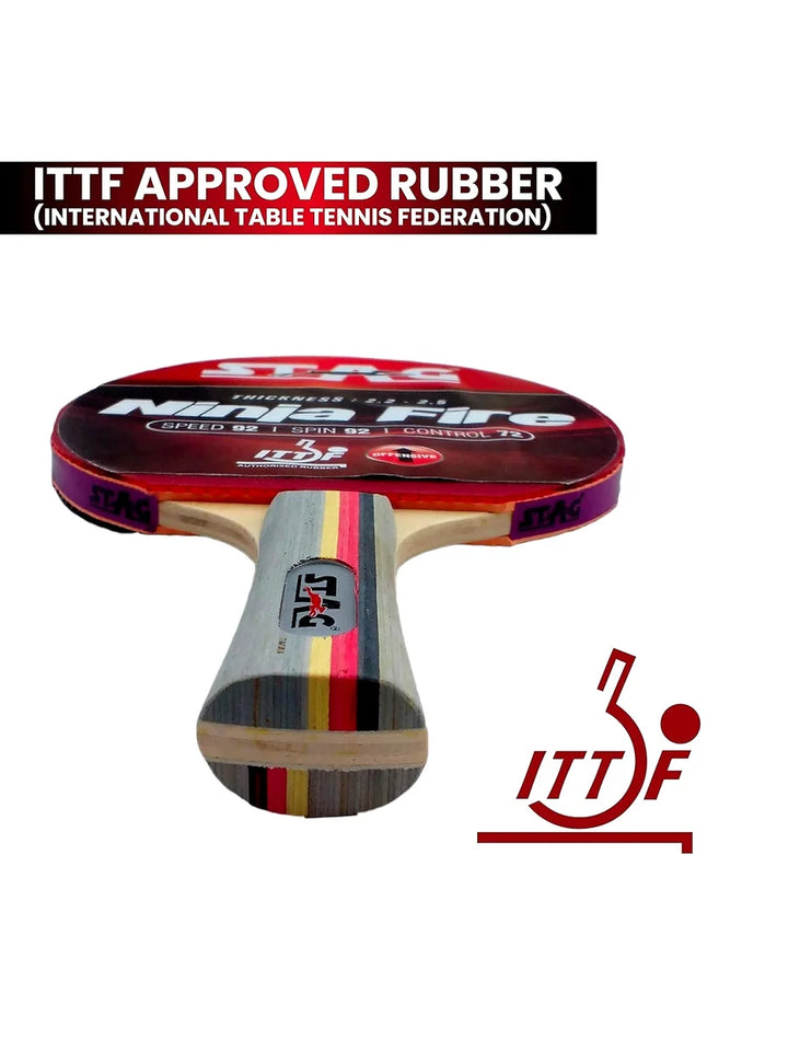 STAG Advanced ITTF Approved Rubber Ninja Fire Table Tennis Racquet