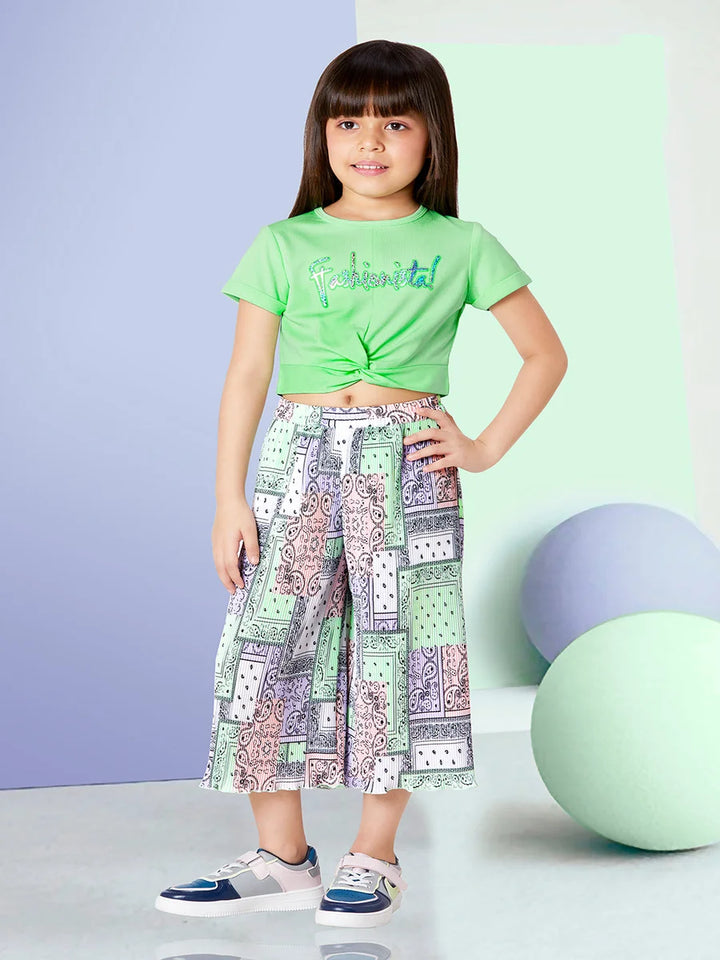 Girls' Culottes Set | Green Color Comfortable & Stylish