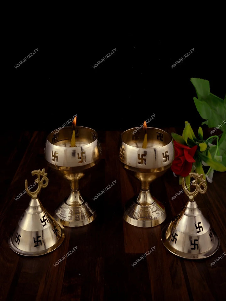 Brass Akhand Diya | Decorative Oil Lamp for Home & Temple Usage