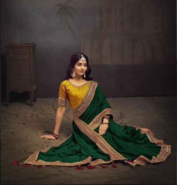 Luxurious Vichitra Silk Saree | Regal Elegance with Zari Embroidery