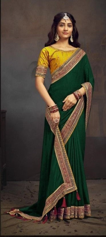Luxurious Vichitra Silk Saree | Regal Elegance with Zari Embroidery