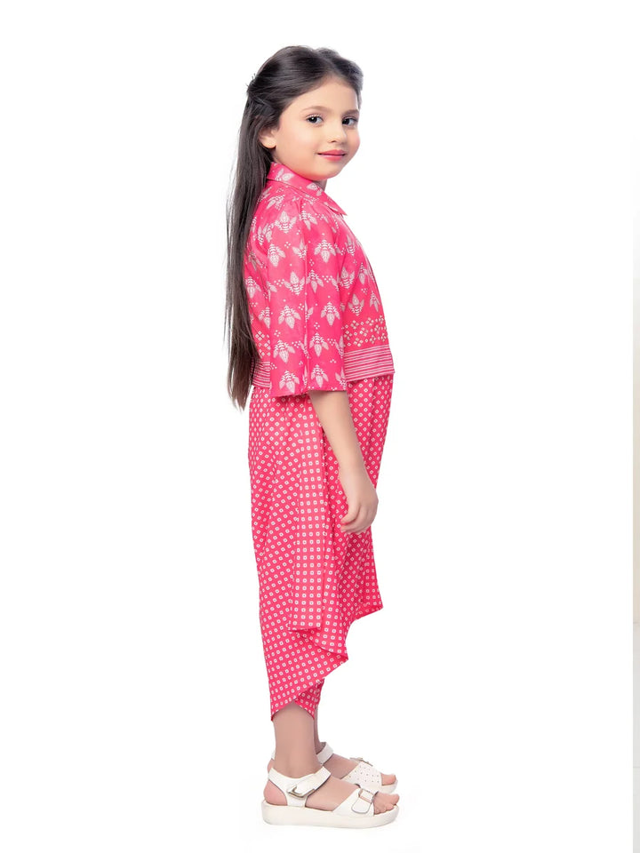 Elegant Rani Pink Kids Pant Set | Satin Fabric  Party Outfit