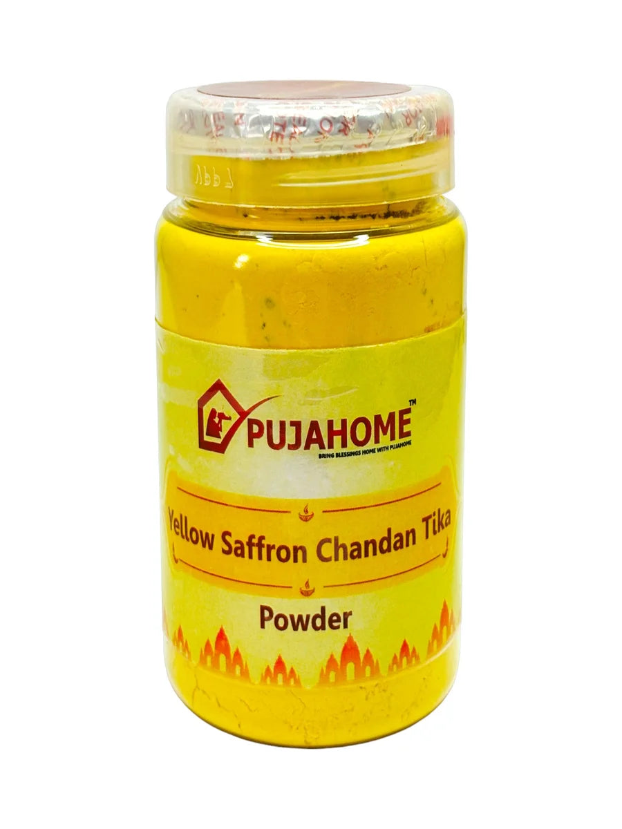 Premium Yellow Saffron Chandan Tika Powder 100 Gram Box