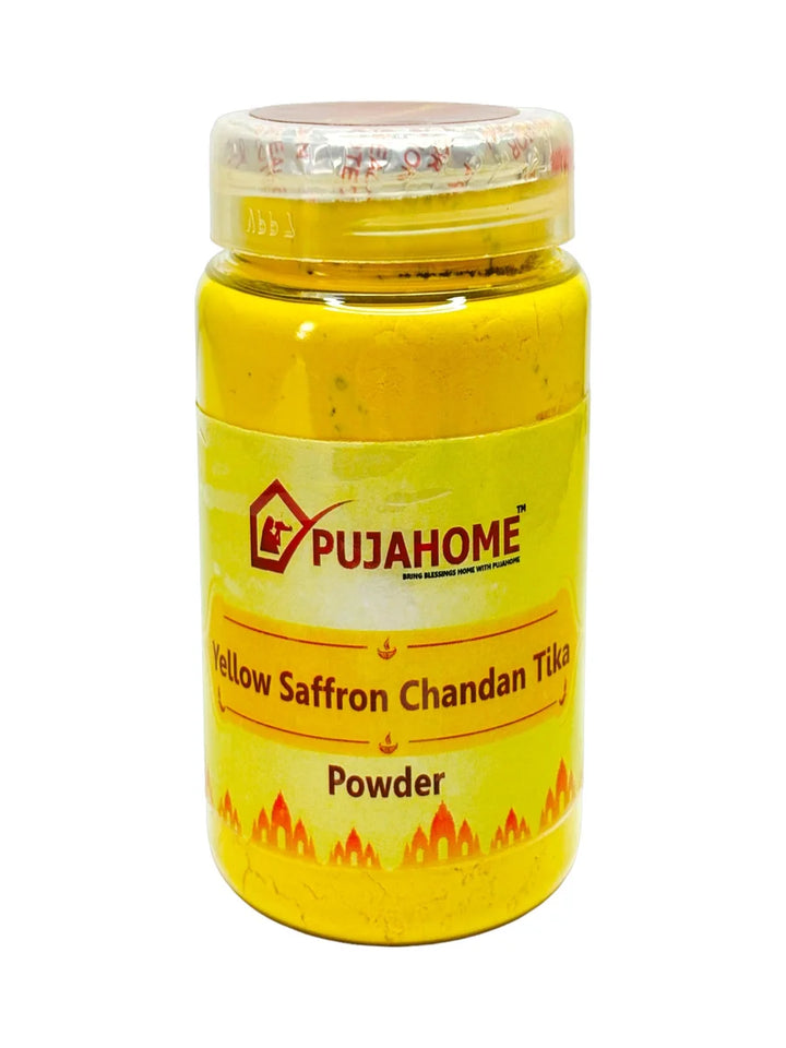 Premium Yellow Saffron Chandan Tika Powder 100 Gram Box