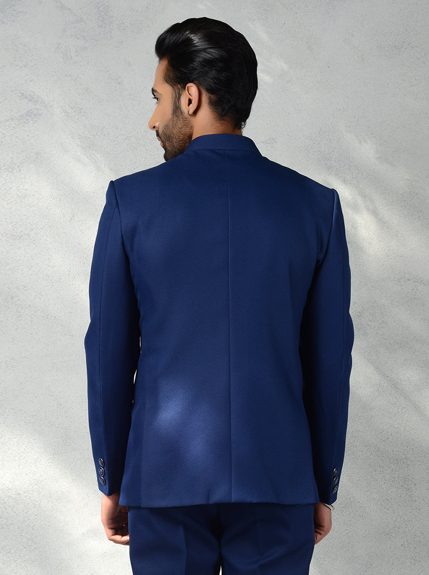 Stylish Royal Blue Jodhpuri Suit made from premium polynosic fabric.