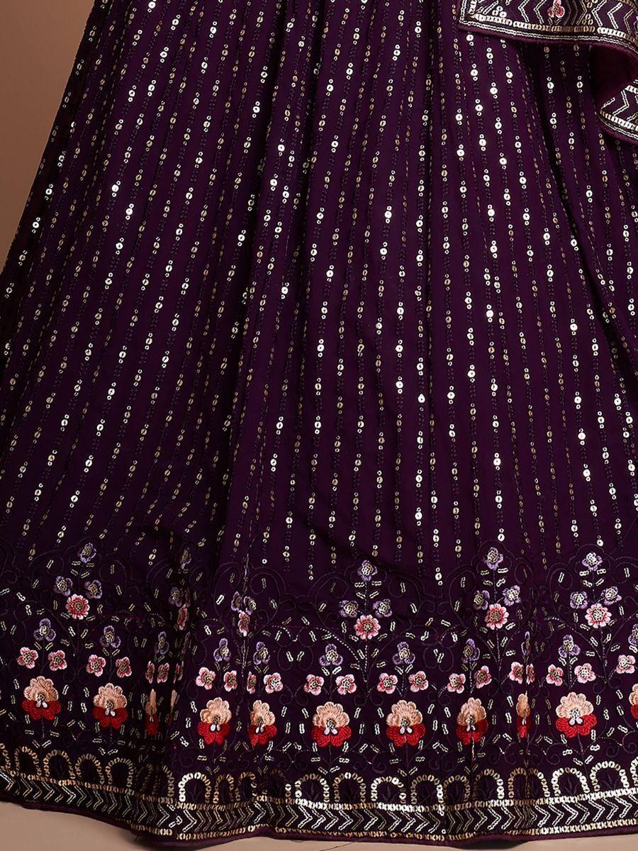 Glamorous Wine Georgette Lehenga | Perfect for Weddings & Special Occasions