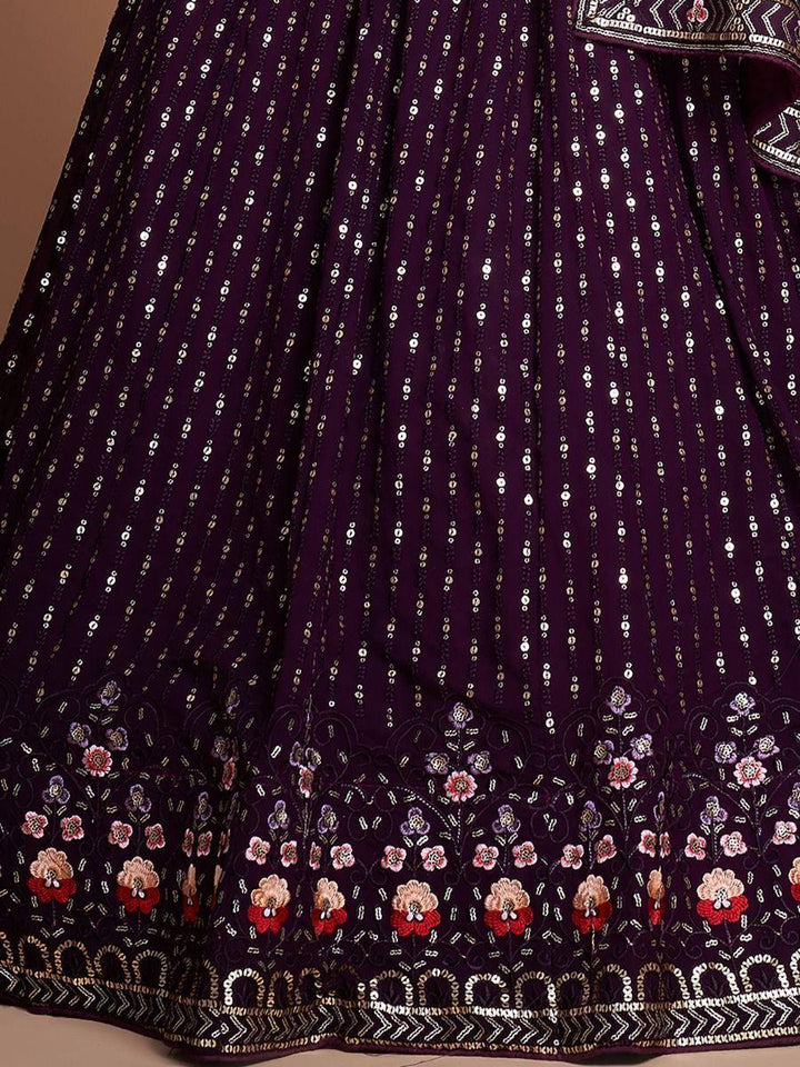 Glamorous Wine Georgette Lehenga | Perfect for Weddings & Special Occasions