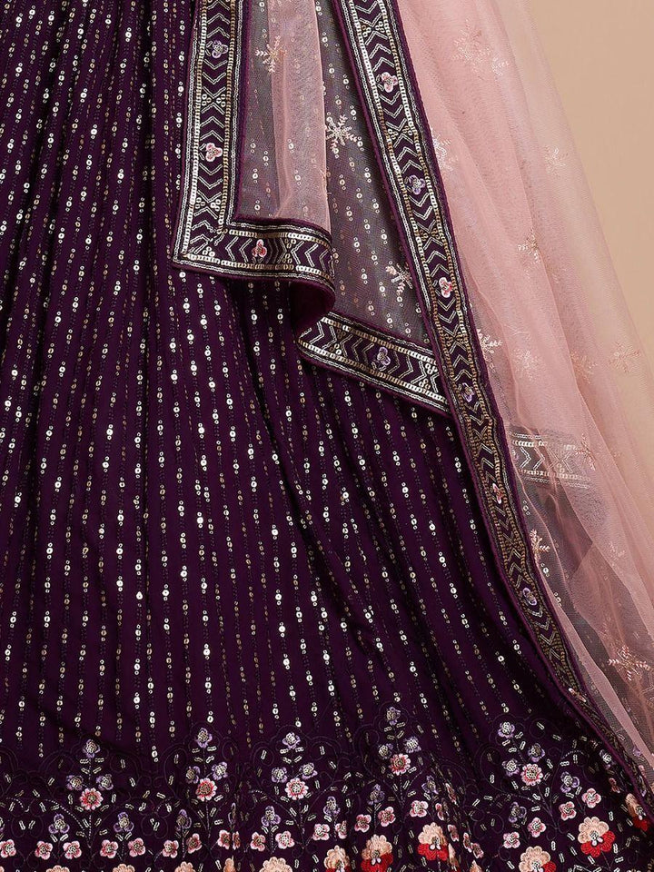 Glamorous Wine Georgette Lehenga | Perfect for Weddings & Special Occasions