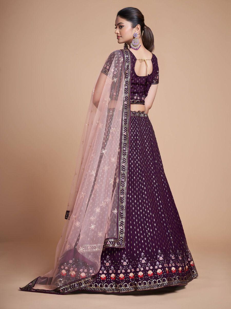 Glamorous Wine Georgette Lehenga | Perfect for Weddings & Special Occasions