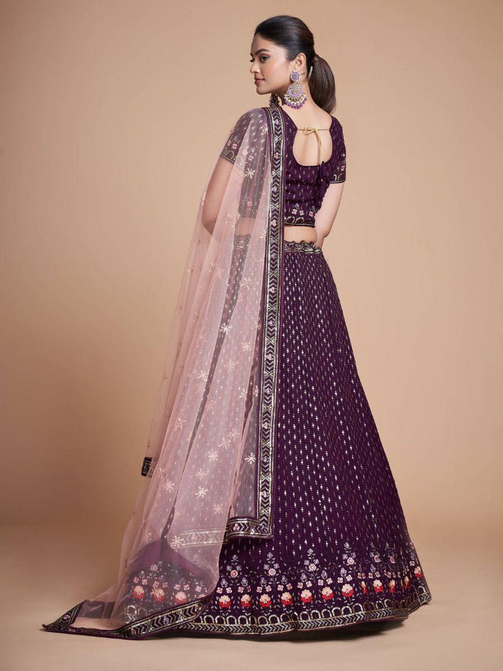Glamorous Wine Georgette Lehenga | Perfect for Weddings & Special Occasions
