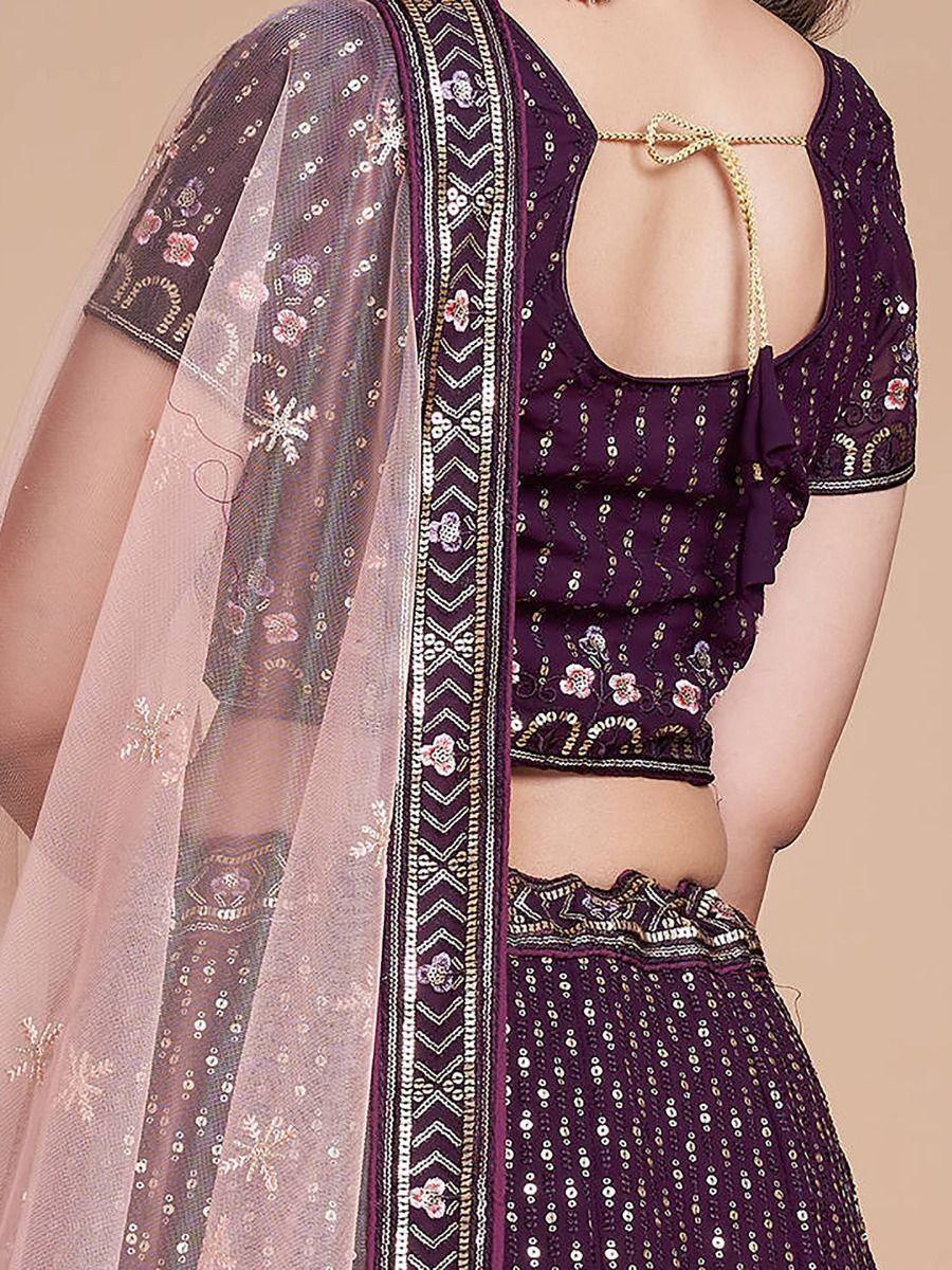Glamorous Wine Georgette Lehenga | Perfect for Weddings & Special Occasions