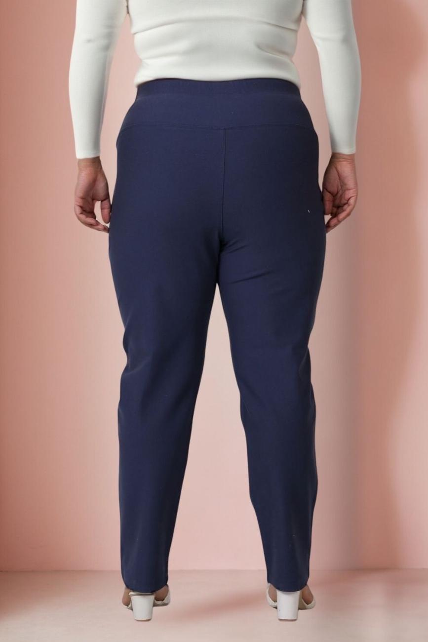 Plus Size Denim Blue Tummy Shaper Straight Fit Pants