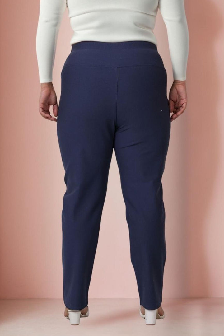 Plus Size Denim Blue Tummy Shaper Straight Fit Pants