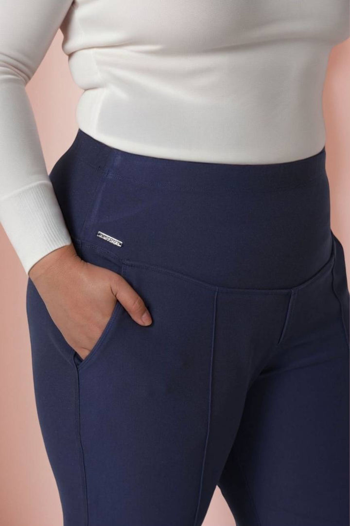 Plus Size Denim Blue Tummy Shaper Straight Fit Pants