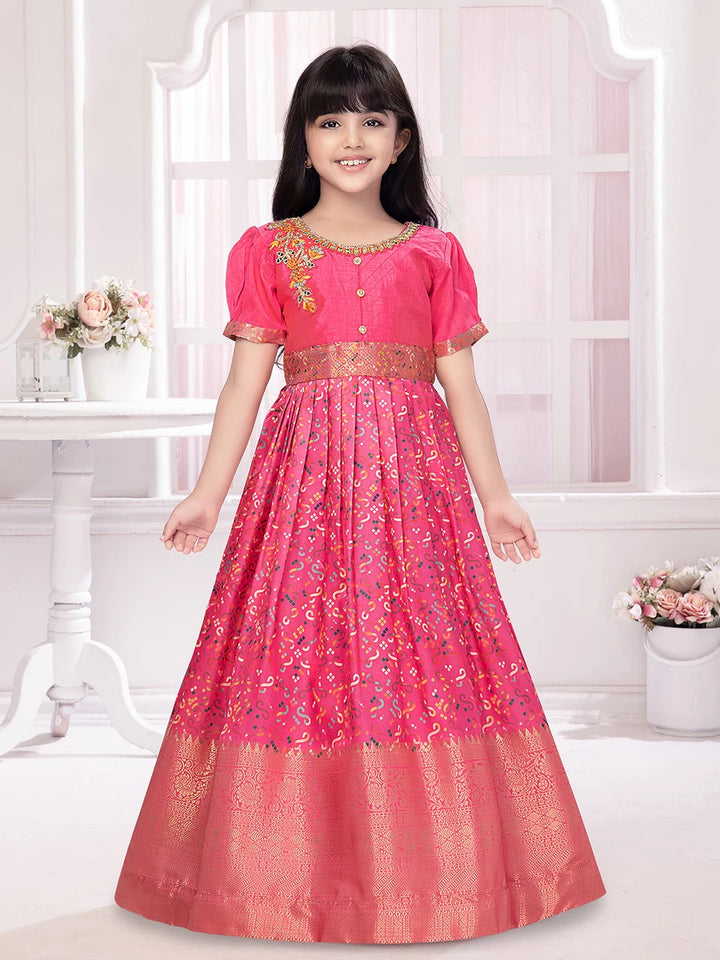 Pink Anarkali Gown | Embroidered Polyester Fabric Party Wear
