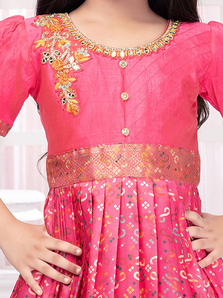 Pink Anarkali Gown | Embroidered Polyester Fabric Party Wear