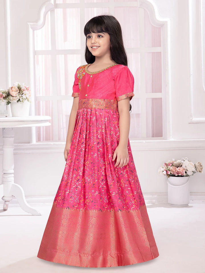 Pink Anarkali Gown | Embroidered Polyester Fabric Party Wear