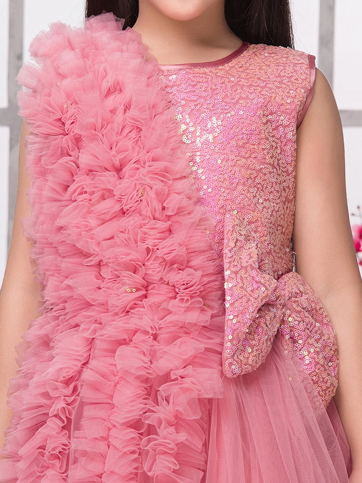 Stunning Pink Anarkali Gown | Net Fabric with Sequins & Lace Work