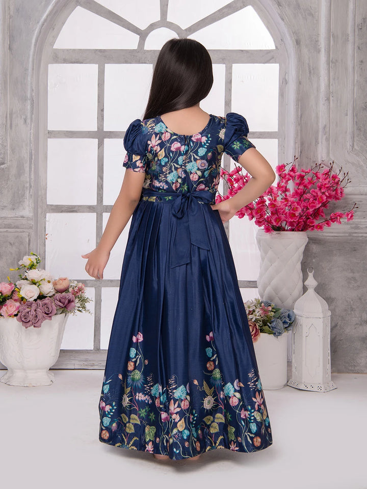 Elegant Navy Anarkali Gown | Floral Embroidery for Special Occasions