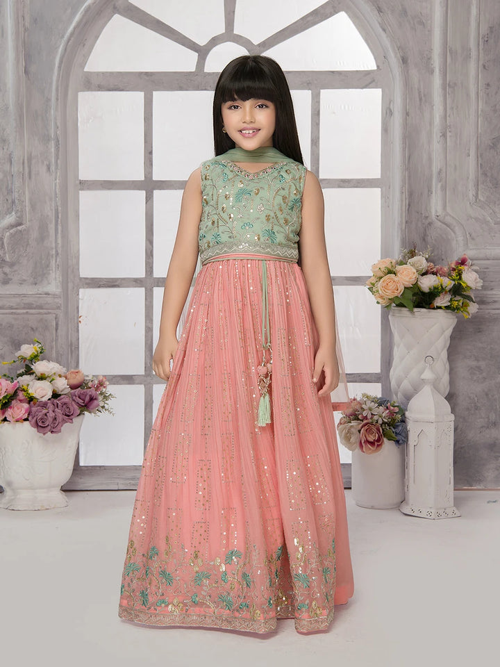 Stylish Kids Peach Lehenga | Ethnic Wear with Dupatta
