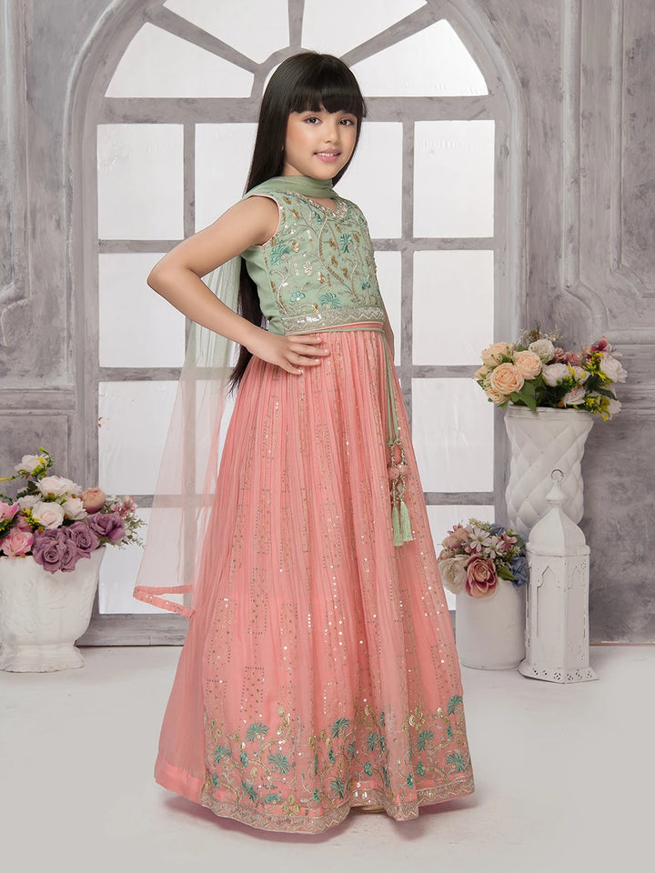Stylish Kids Peach Lehenga | Ethnic Wear with Dupatta