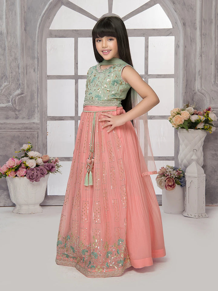 Stylish Kids Peach Lehenga | Ethnic Wear with Dupatta
