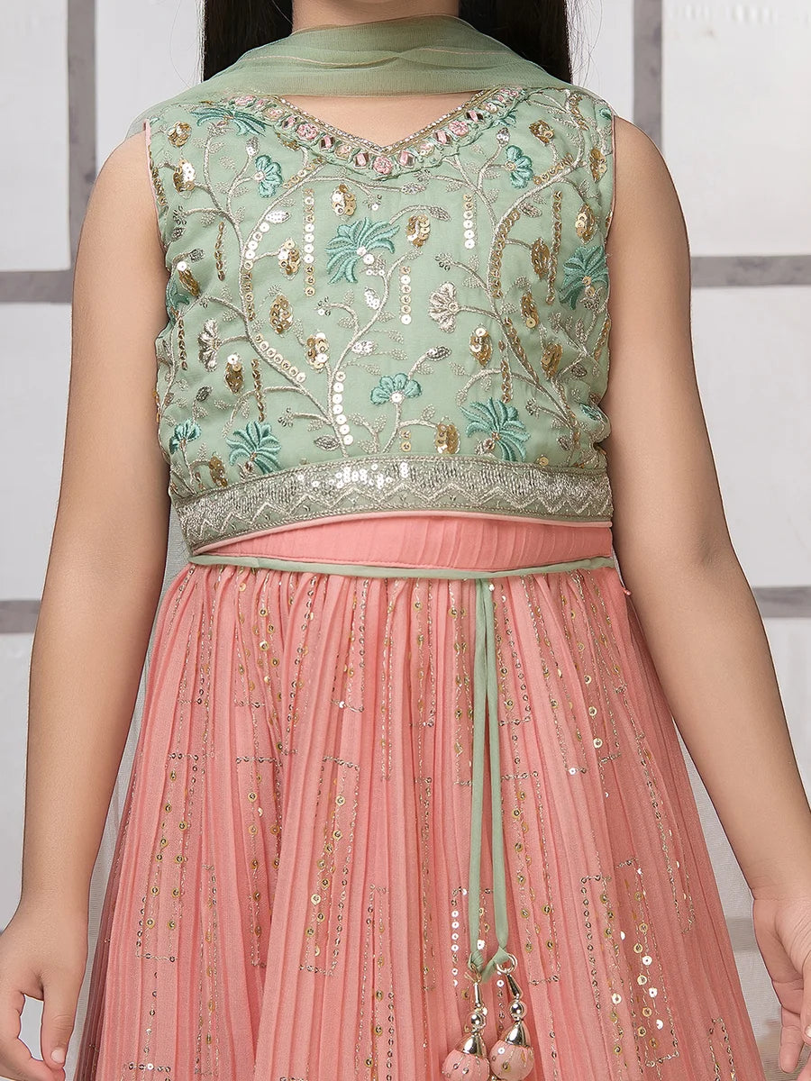 Stylish Kids Peach Lehenga | Ethnic Wear with Dupatta