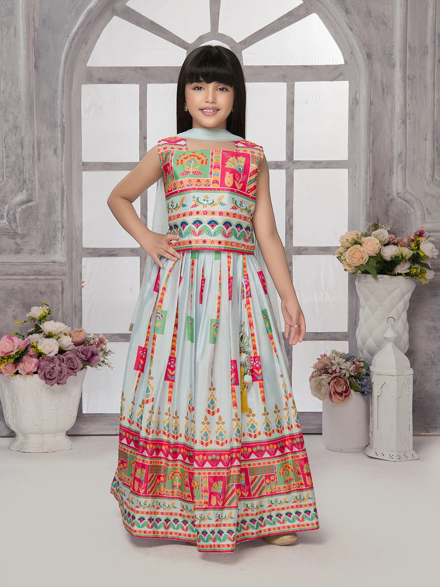 Sky-Blue Tissue Lehenga Choli | Perfect for Festive Celebrations