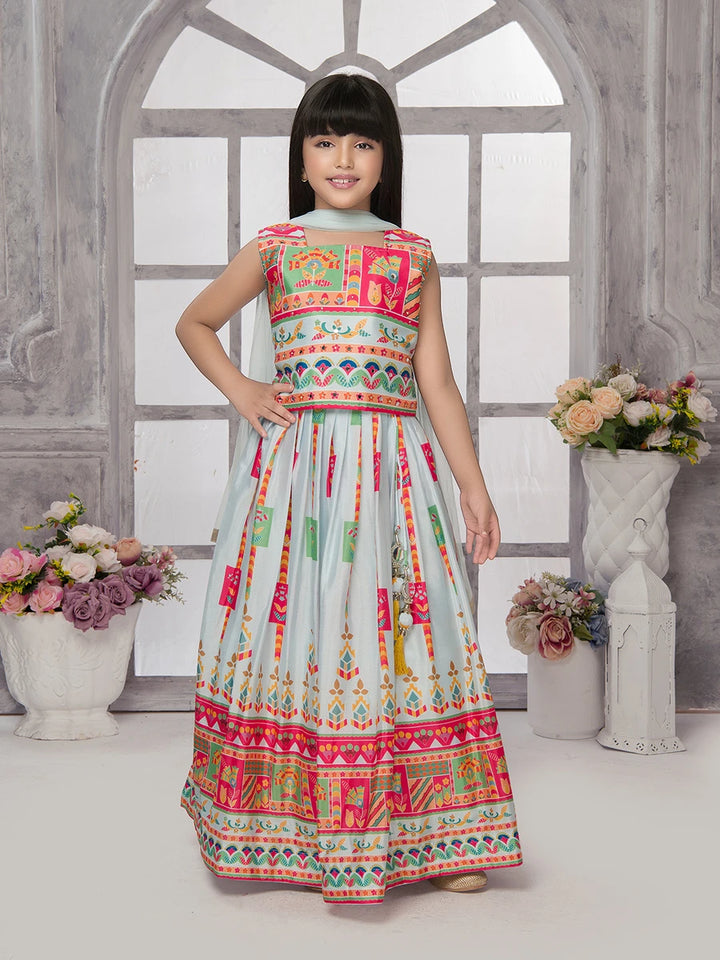Sky-Blue Tissue Lehenga Choli | Perfect for Festive Celebrations