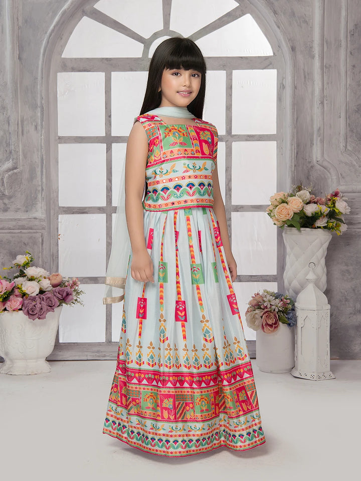 Sky-Blue Tissue Lehenga Choli | Perfect for Festive Celebrations