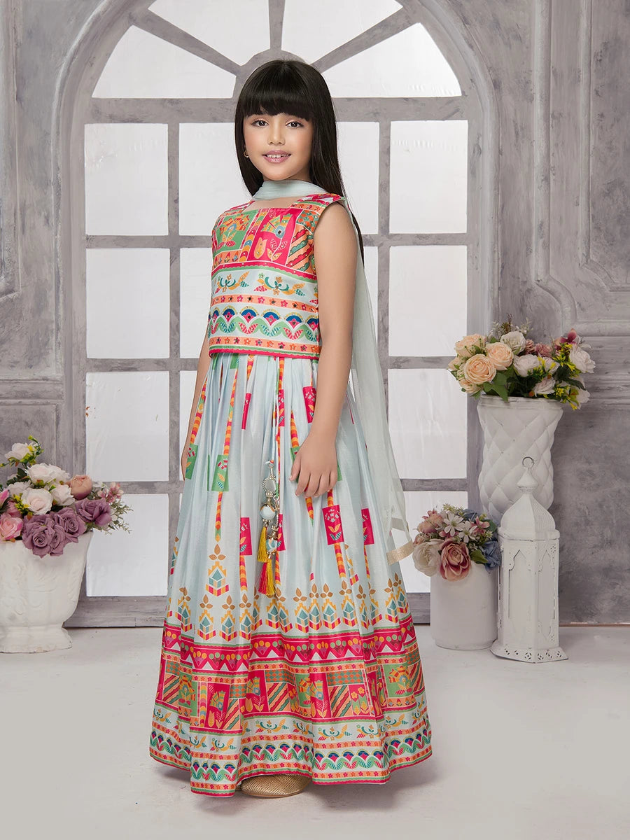 Sky-Blue Tissue Lehenga Choli | Perfect for Festive Celebrations