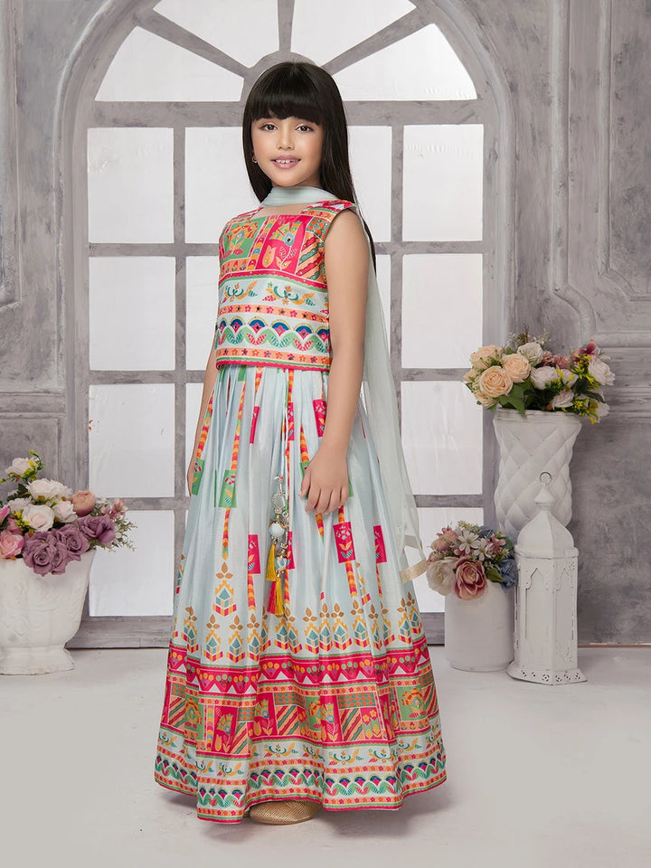 Sky-Blue Tissue Lehenga Choli | Perfect for Festive Celebrations