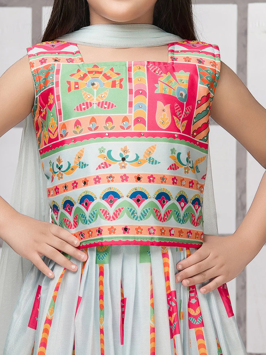 Sky-Blue Tissue Lehenga Choli | Perfect for Festive Celebrations