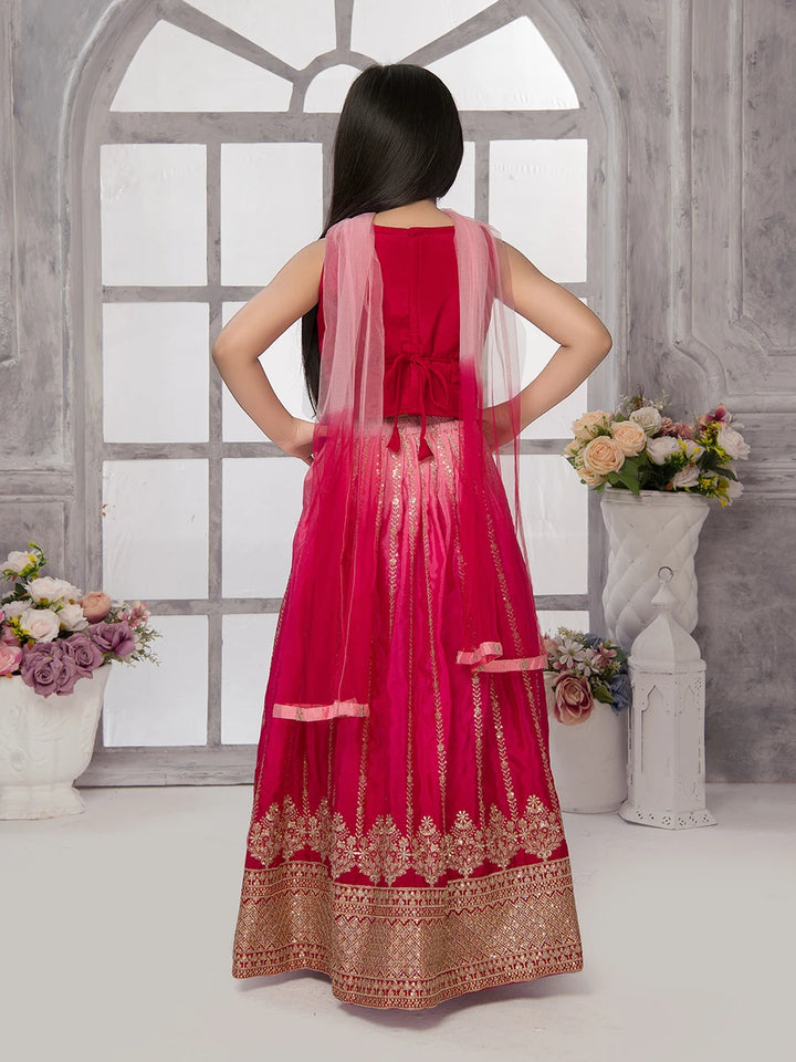 Premium Traditional Kids Lehenga | Elegant Ranipink Tissue Choli & Dupatta