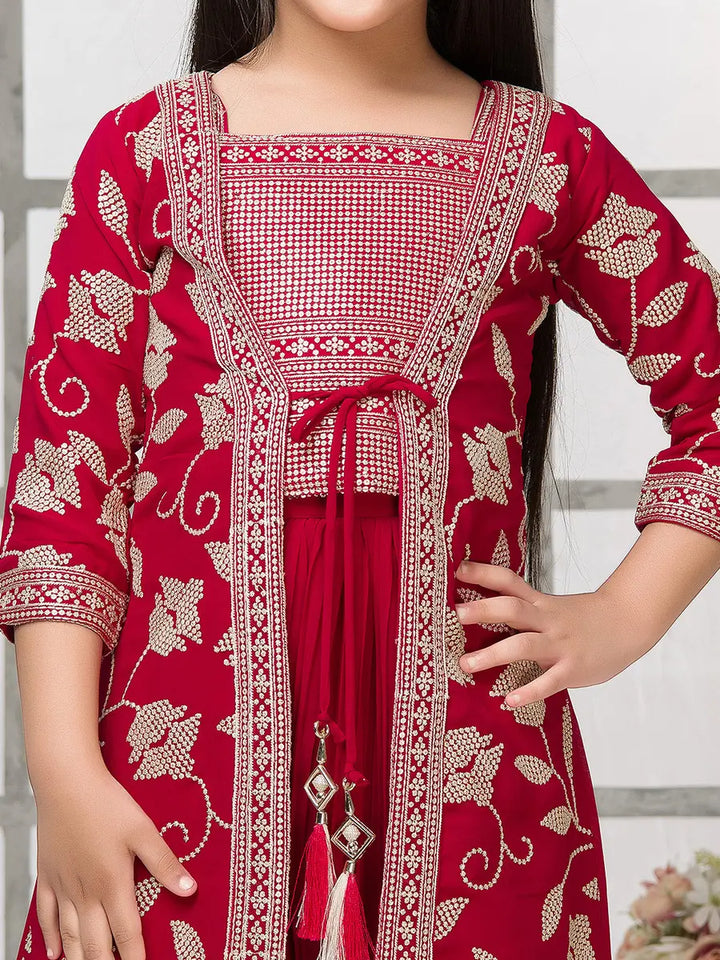 Stylish Bright Pink Palazzo Set | Sequin Embroidered Jacket