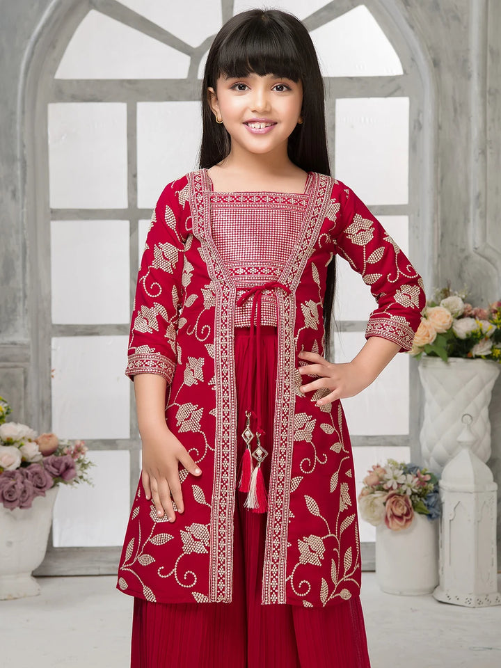 Stylish Bright Pink Palazzo Set | Sequin Embroidered Jacket
