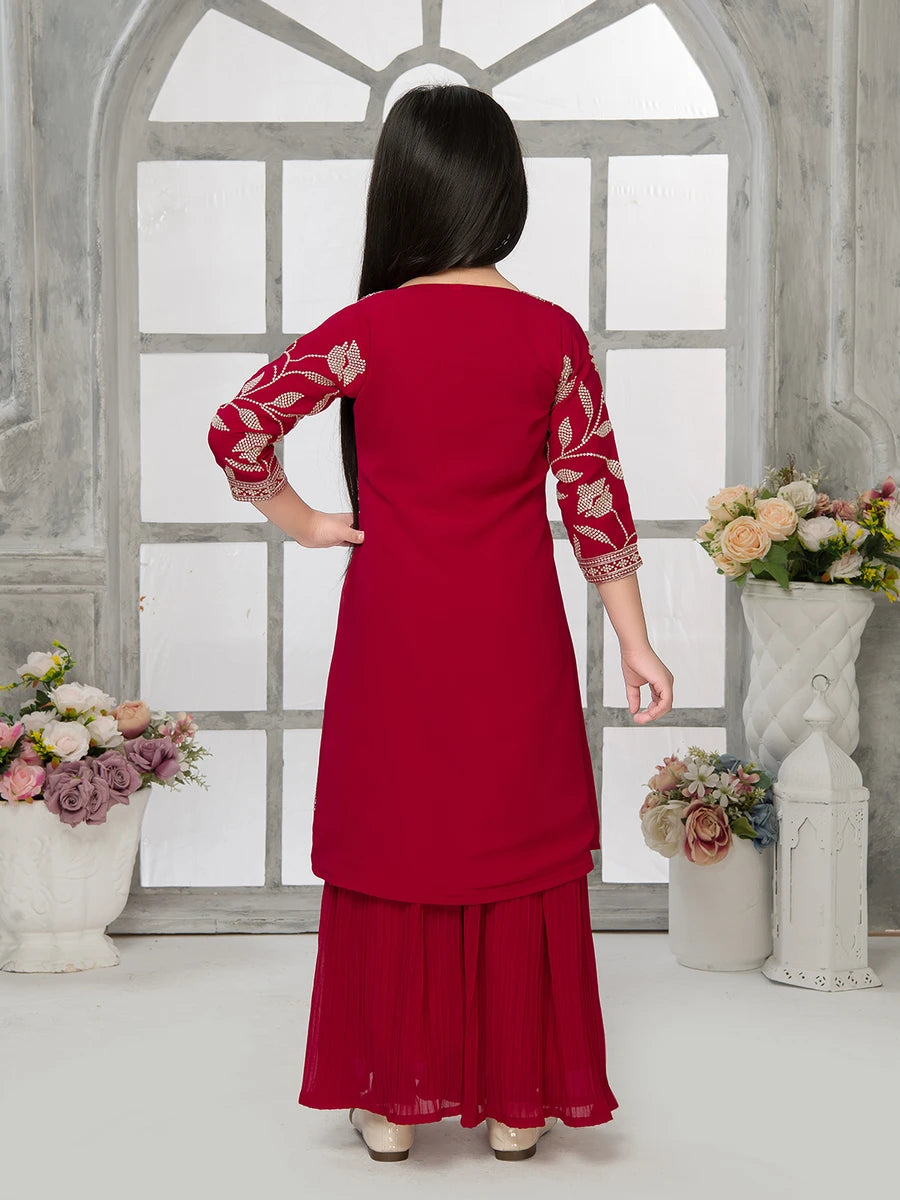 Stylish Bright Pink Palazzo Set | Sequin Embroidered Jacket