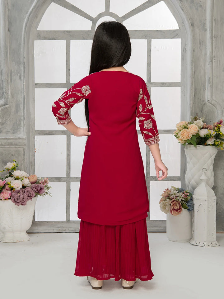 Stylish Bright Pink Palazzo Set | Sequin Embroidered Jacket