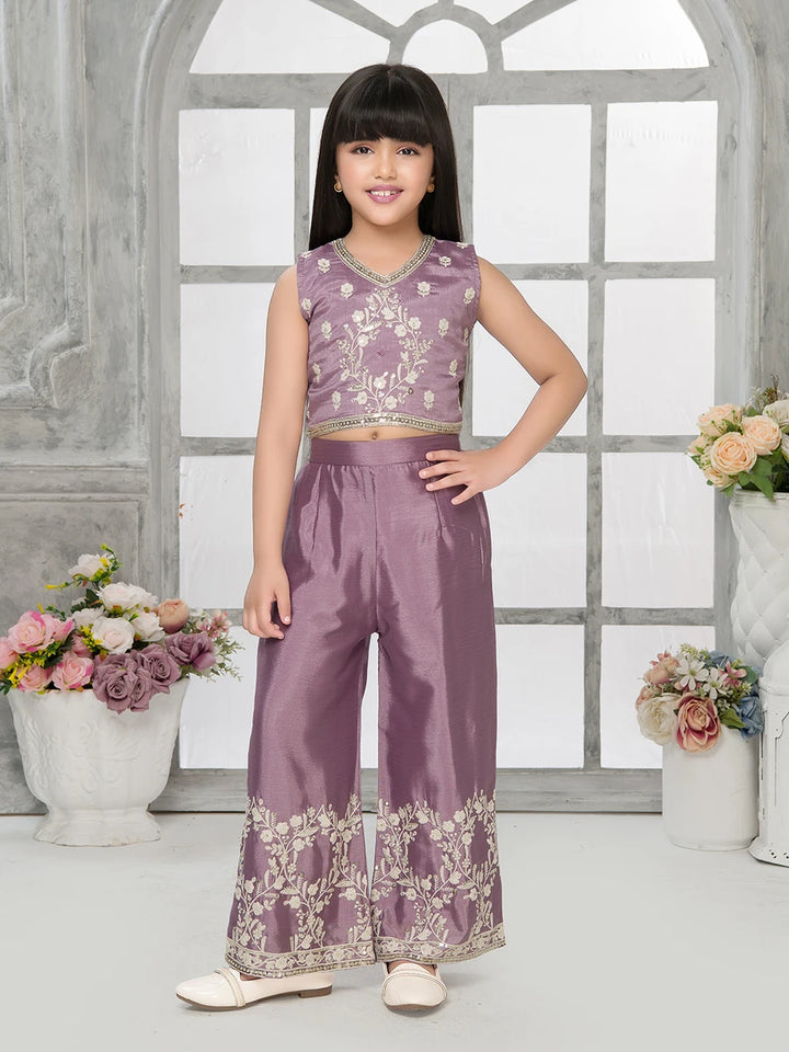 Stylish Palazzo Set for Girls | Embroidered Jacket & Pant Combo