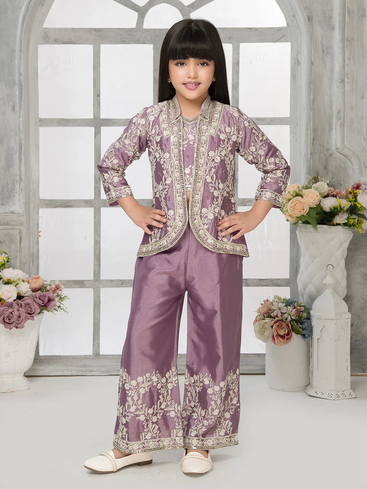 Stylish Palazzo Set for Girls | Embroidered Jacket & Pant Combo