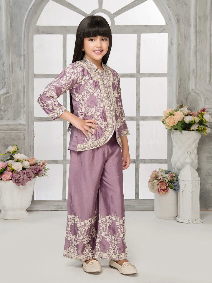 Stylish Palazzo Set for Girls | Embroidered Jacket & Pant Combo