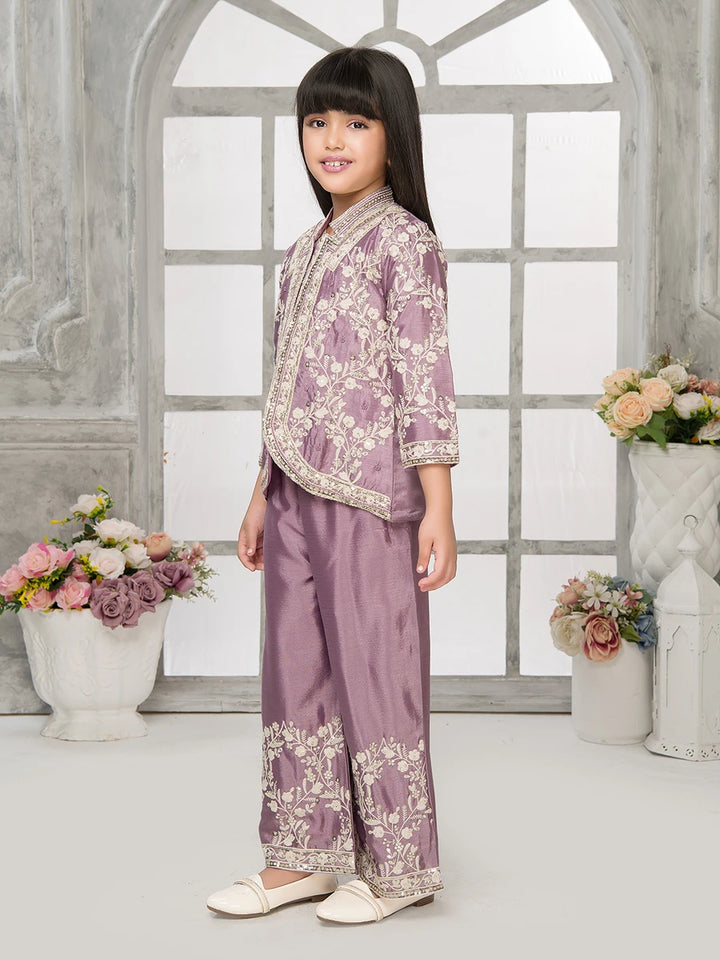 Stylish Palazzo Set for Girls | Embroidered Jacket & Pant Combo