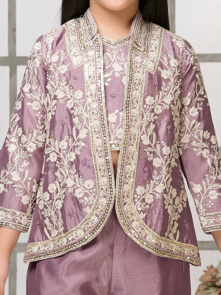 Stylish Palazzo Set for Girls | Embroidered Jacket & Pant Combo