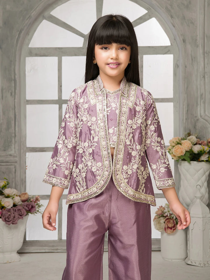 Stylish Palazzo Set for Girls | Embroidered Jacket & Pant Combo