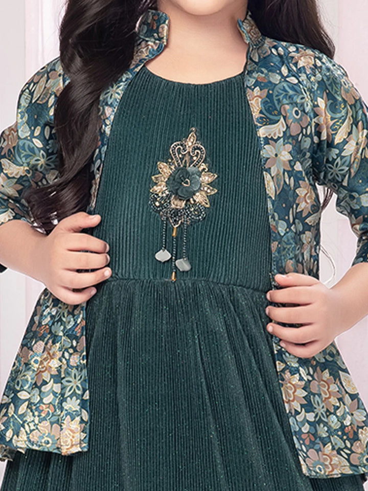 Green Printed Gown With Jacket | Modern & Stylish Women’s Fashion