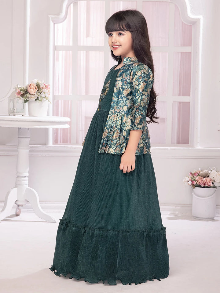 Green Printed Gown With Jacket | Modern & Stylish Women’s Fashion